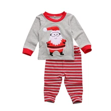 Pudcoco/Рождественская одежда для сна на Рождество для маленьких мальчиков и девочек, г., комплект одежды для сна с Санта-Клаусом из хлопка