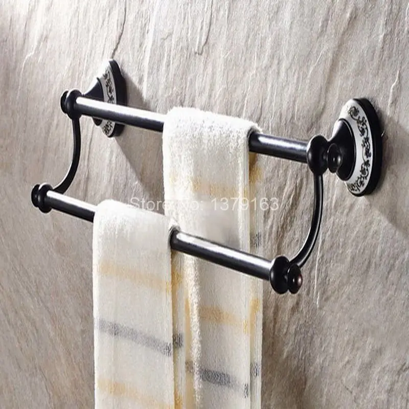 Bathroom Accessory Black Oil Rubbed Brass Ceramic Flower Wall Mounted