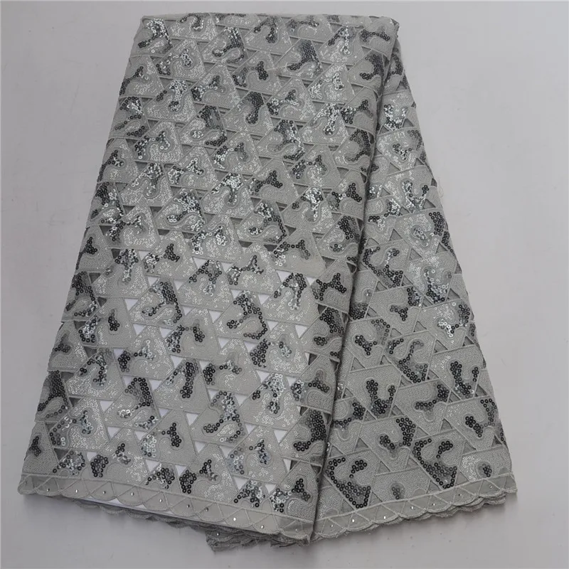 

2018 Latest French Organza Lace Fabric Gray Color High Quality African Tulle Lace with Sequins Fabric For Wedding PSA170-1
