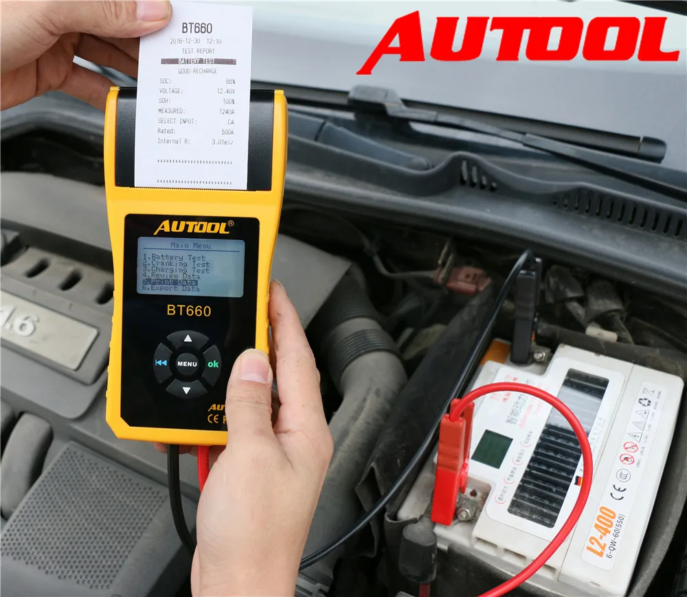 AUTOOL BT660 Battery System Tester Built-in Thermal Printer BT-660 with Shell Anti-acid Plastic Multi-Languages Fast Shipping