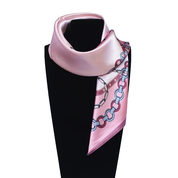 

60cm*60cm Women 2017 New Fashion Imitated Silk Metal Chain Solid Color Office Lady Square Scarf Hot Sale