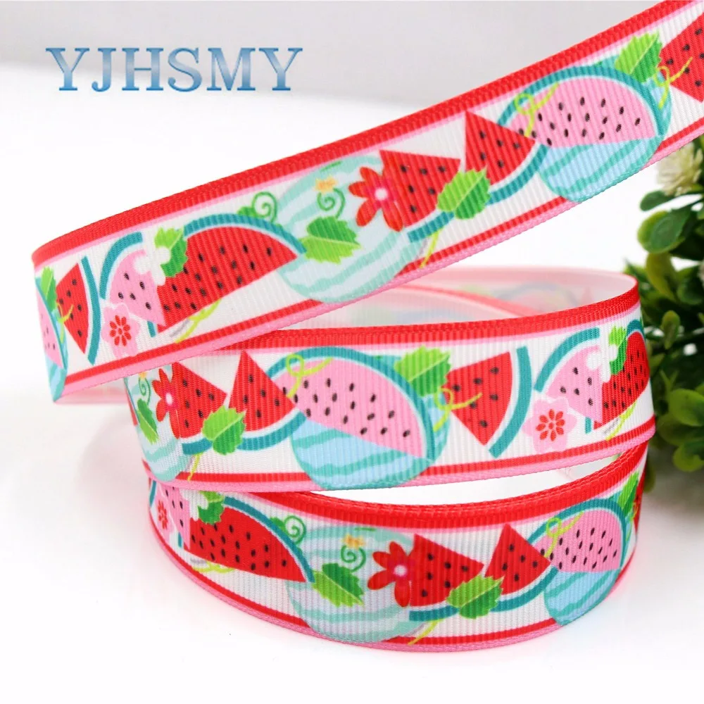 YJHSMY H-17505-1 22 мм 10 ярдов Арбузные ленты термопечать grosgrain Свадебные аксессуары DIY