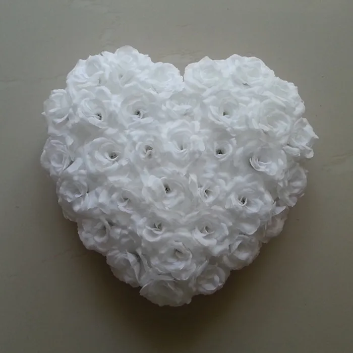 Горячая Распродажа в форме сердца лента цветок розы Свадебное Сердце-образный дизайн свадебные искусственные цветы вечерние настройки украшения стены - Цвет: white