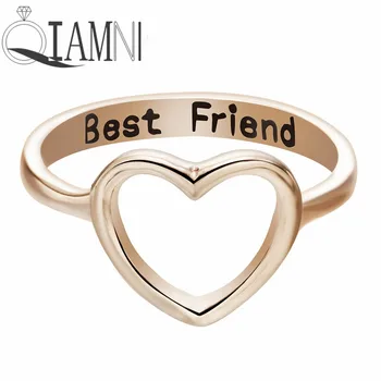 

QIAMNI Women's Cutout Heart Ring Best Friend Gifts Cute Lovely Promise Rings For Women girls Unique Jewelry