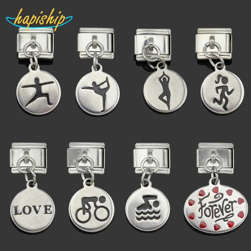 

Hapiship 2018 9mm Width Original Daisy Round Sports Love High-end Charm Fit 9mm Bracelet Stainless Steel Jewelry Making DJ069