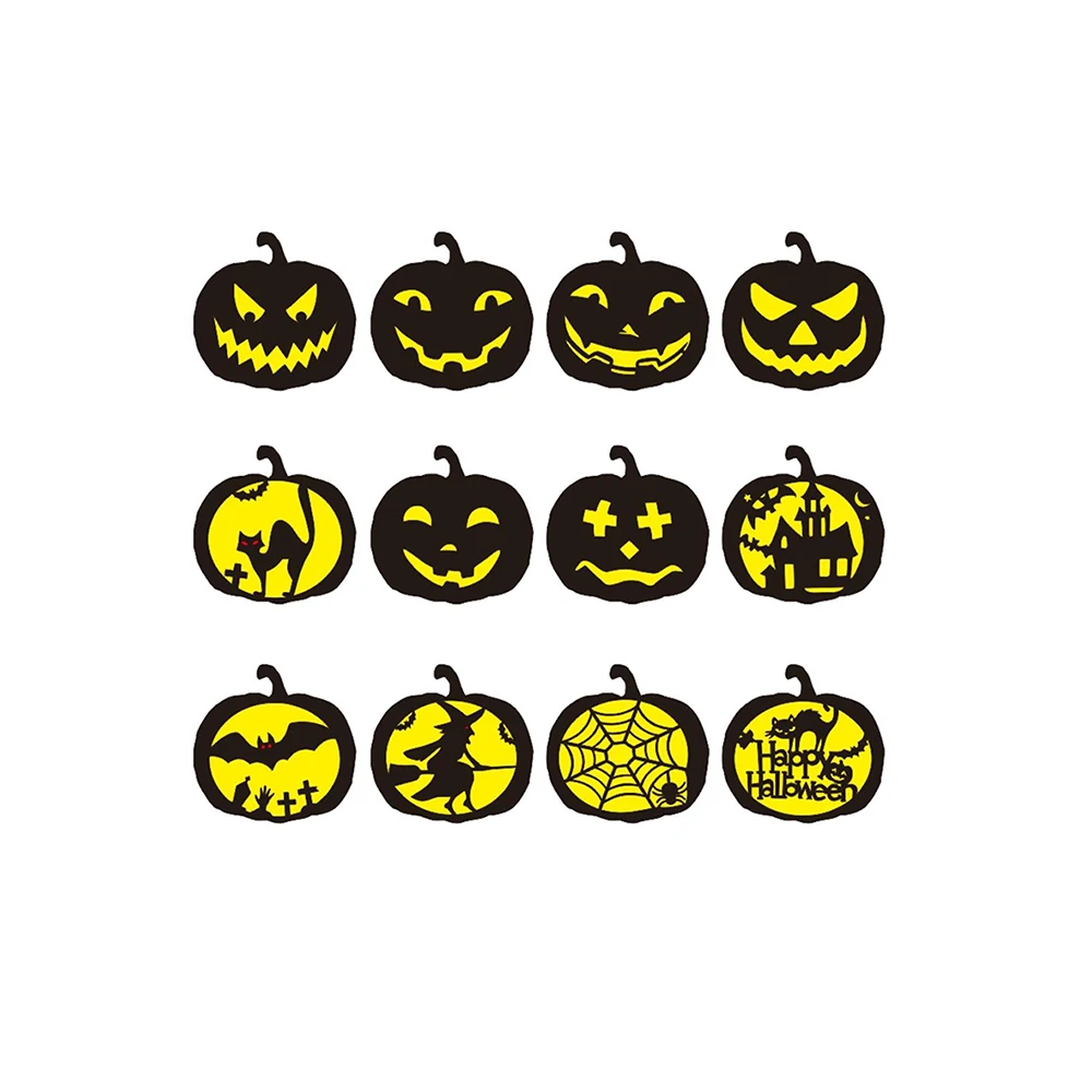 12Pcs/Set Halloween Pumpkin Stencil Plastic Planner DIY Drawing Hollow Template for Diary Notebook Scrapbook Craft Cutting Dies