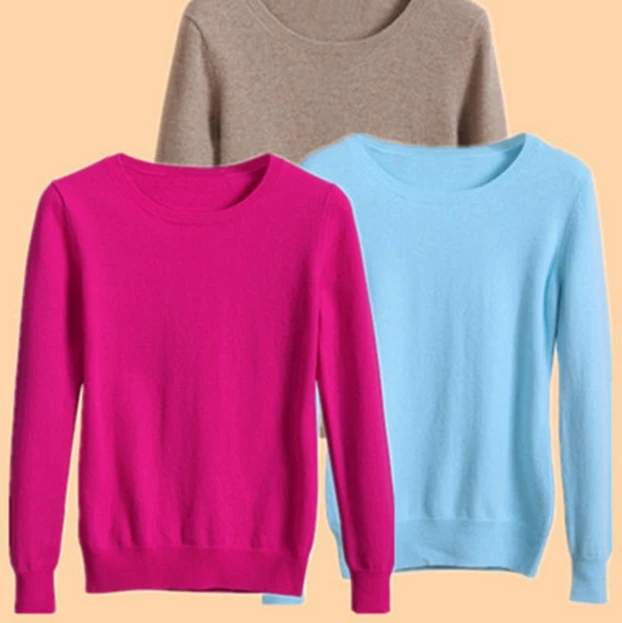 

High Quality Pure Colors Spring Autumn Winter European Style Women Fashion Pullovers Knitted Cashmere Wool Sweater Lady Big Size