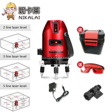 2 линии 5 линий 6 точек лазерный уровень литиевая батарея наклон Slash функция 360 роторный 635nM самонивелирующийся крест Lazer уровень