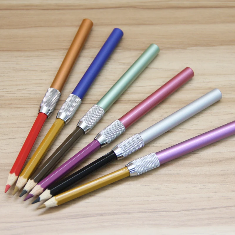 Single end metal pencil holder, carbon rod clip, pencil sketch article