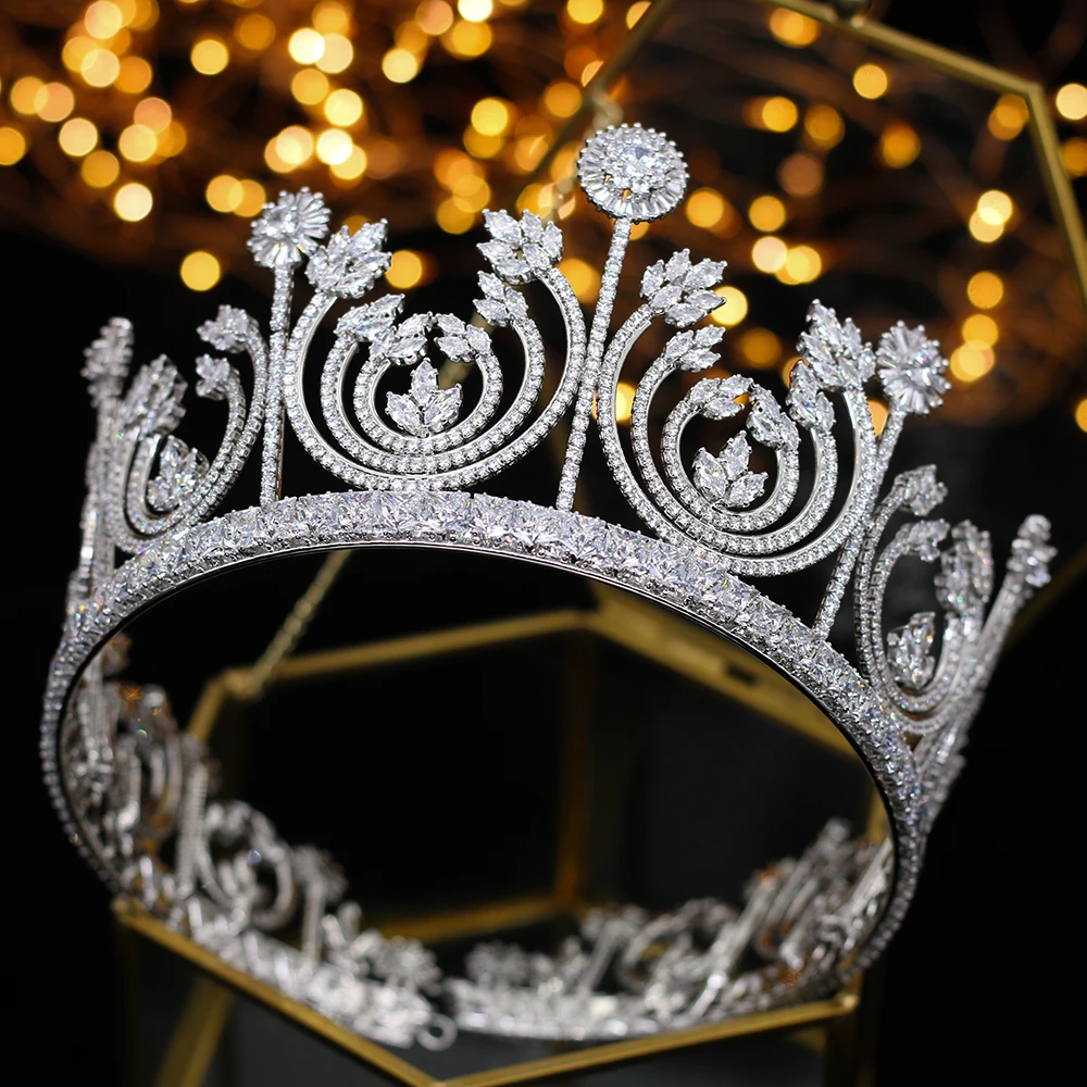 Luxury retro Queen of the Kings Bride zircon crown for female headwear prom bride headdress and crown hair jewelry Accessories