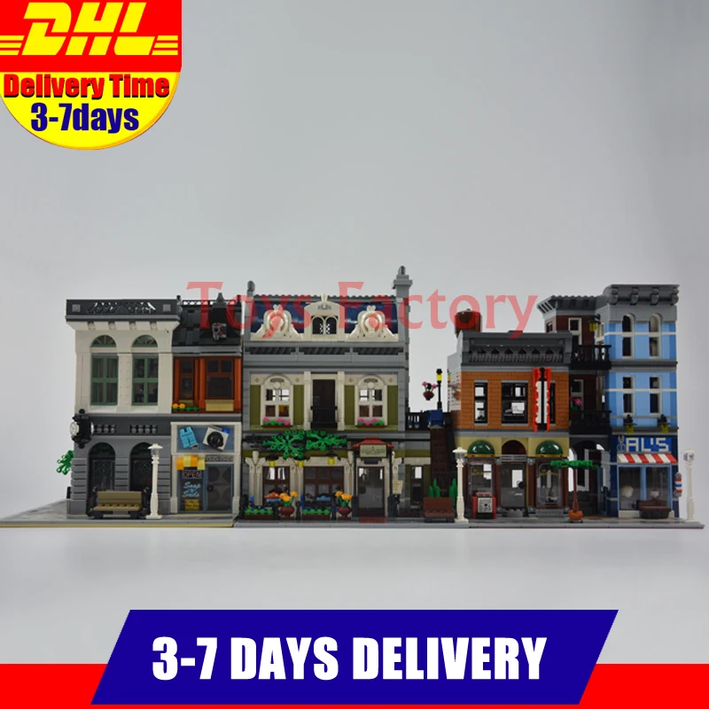 

Modular MOC City Town Street LEPIN 15001 Bank 15010 Parisian Restaurant 15011 Detective's Office Model Building Kit Blocks 10246