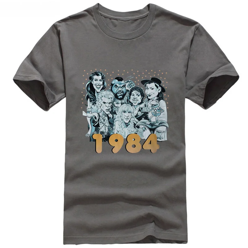 

1984 T-shirt Brooke Shields,Mr-T,Michael Jackson,Boy George,Billy Idol,Splash funny 100% Cotton t shirt