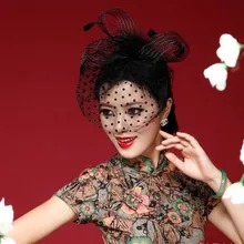 Элегантные черные женские свадебные шляпы и вуалетки головной убор повязка на голову женские вуали в горошек с сеткой Lssuing свадебные аксессуары