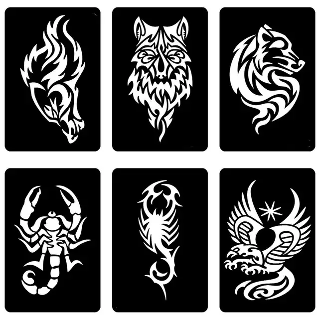 online shop new 30pcs lot glitter tattoo stencil drawing for man wolf stencil template