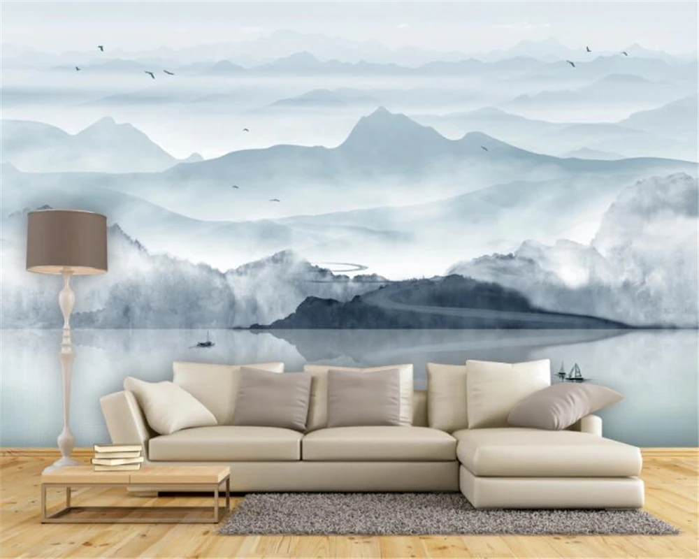 Beibehang Murales Carta Da Parati Personalizzata Inchiostro Pittura Di Paesaggio Di Paesaggio Sfondo Carta Da Parati Casa Arredamento Papier Peint Car