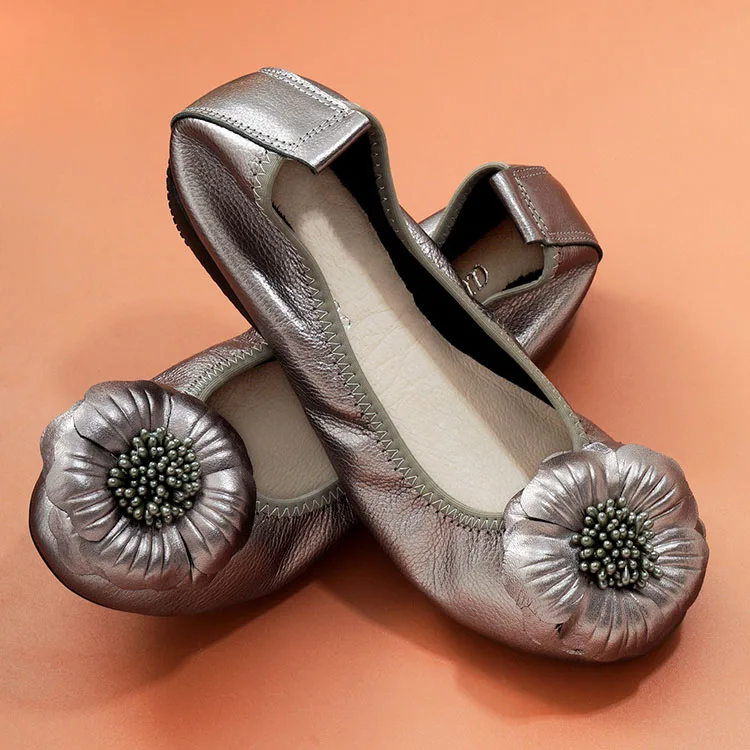 Flower Flats Slip On Pregnant Women Shoes Genuine Leather Loafer Super Soft Lady Ballerina Shoes Spring Ballet Flats Shoes Woman (26)
