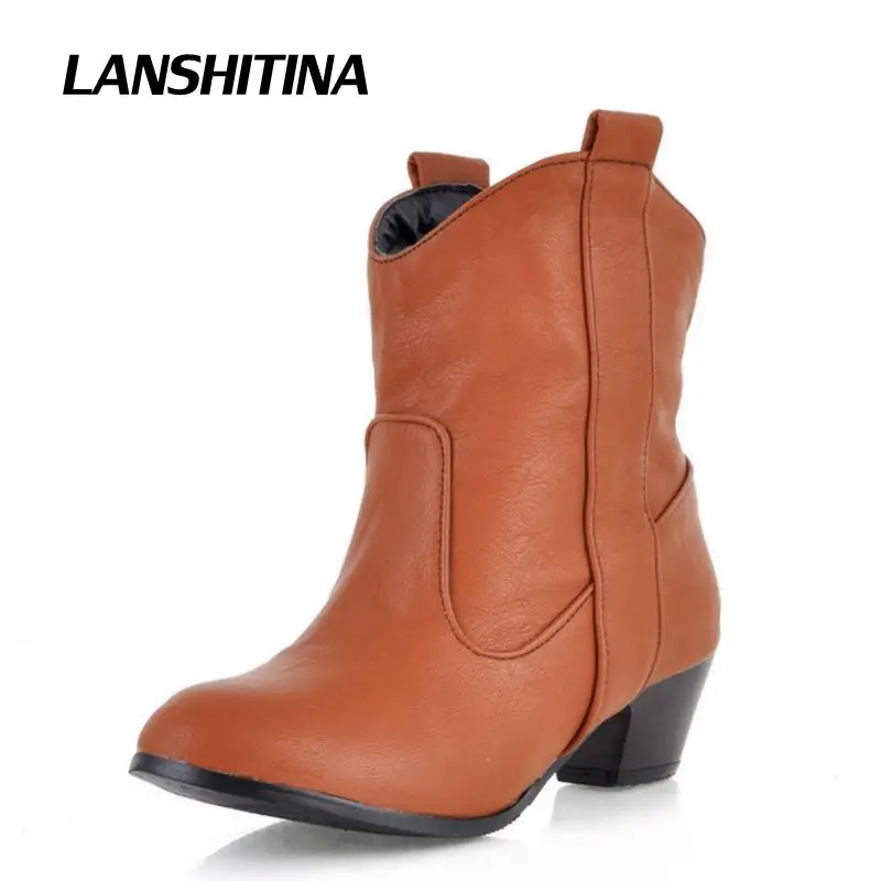 Women Half Boots Shoes Woman Round Toe Fashion Warm Winter Botas Heels Rome Boot Quality Footwear Y199 | Обувь