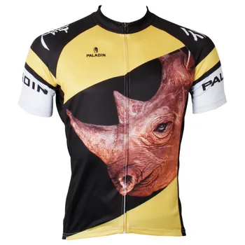 

Free shipping 3D Realistic Rhinoceros Men Yellow Short Sleeve Cycling Jersey Polyester Riding Clothes Size S,M,L,XL,XXL,XXXL