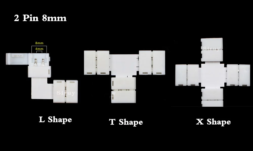 5 шт./лот 4 pin 2 pin Светодиодный разъем L T X форма для подключения угловой правый угол 8 мм 10 мм 5050 Светодиодная лента светильник один цвет RGB