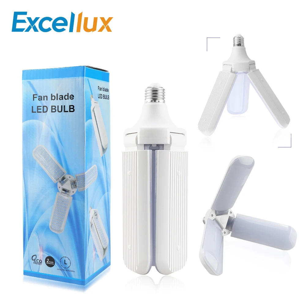 Foldable Household 110V/Warm White Adjustable Angle Cold Light Warm Light RETY Fan Blade Led Bulb,Super Bright Energy-Saving Ceiling Lamp 