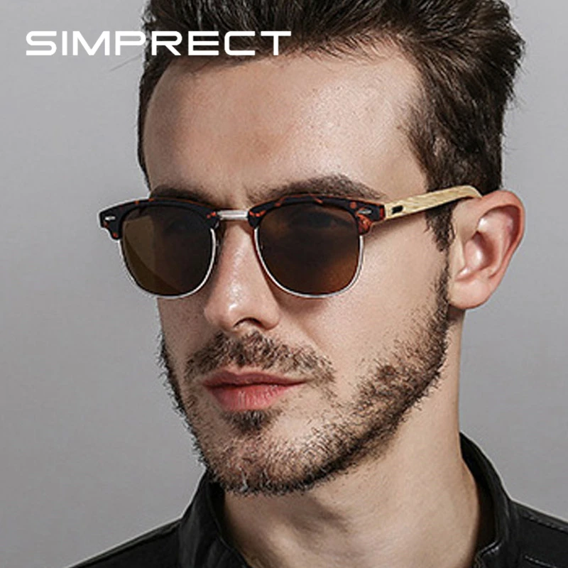 SIMPRECT деревянные поляризованные солнцезащитные очки для мужчин 2019 UV400 Квадратные