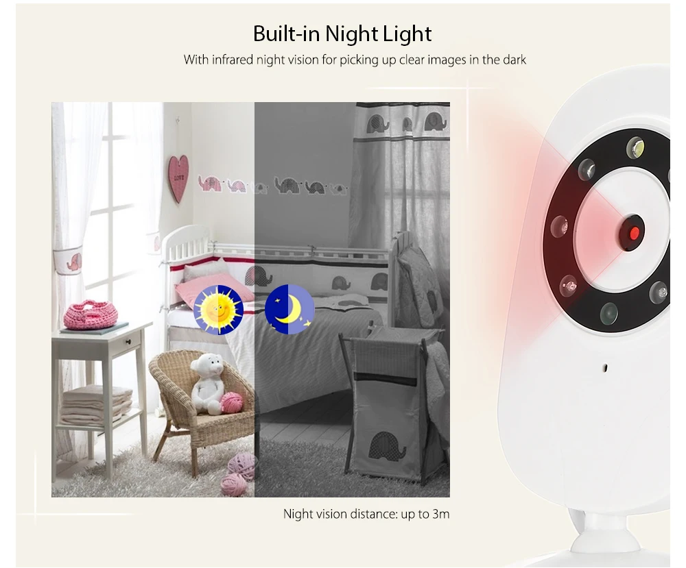 2,4 дюймов беспроводной видео цветной Детский Монитор Высокая детская няня камера безопасности ночное видение температурные мониторы