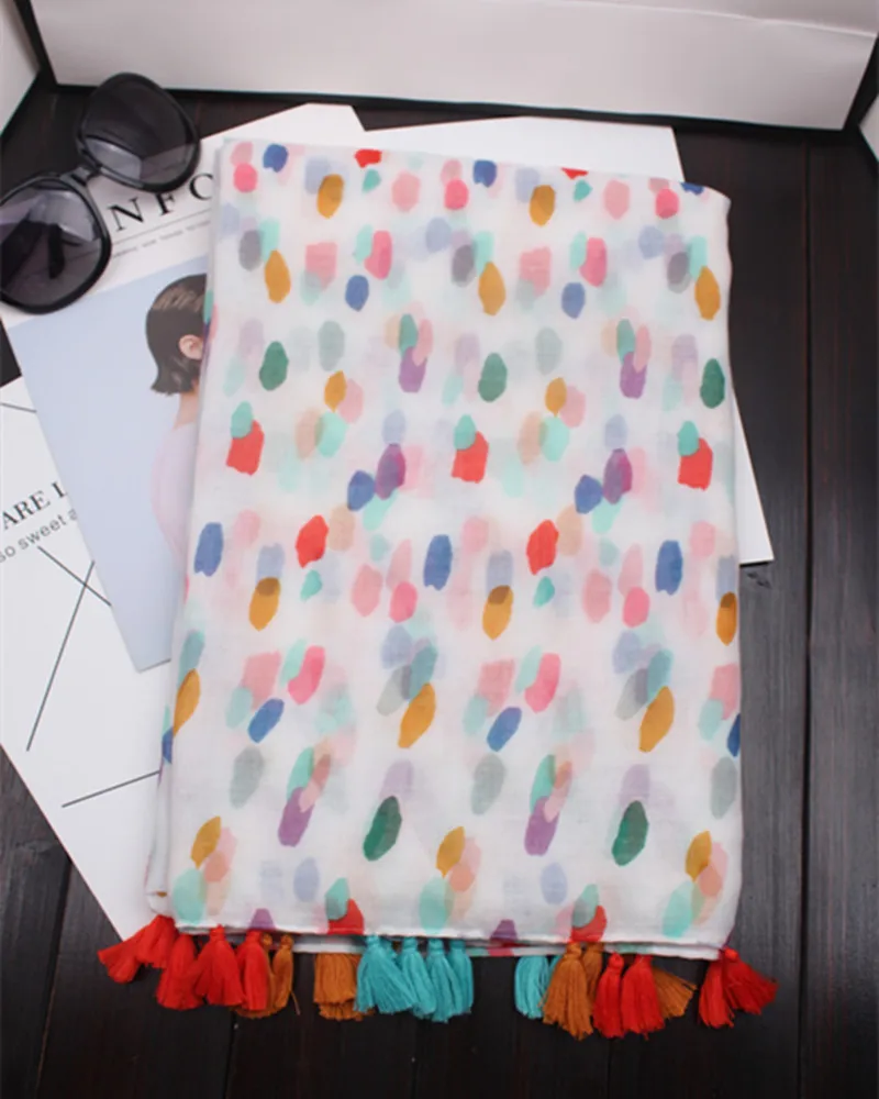 fashion-newest-women-colorful-spot-dot-pattern-tassel-scarf-shawls-10pcs-lot