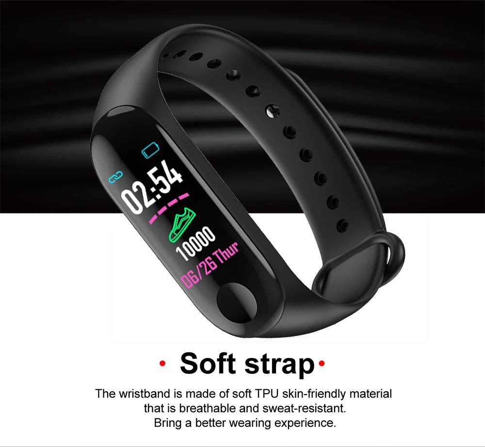 Bluetooth спортивный Смарт Браслет для измерения кровяного давления пульсометр M3 смарт-Браслет фитнес-трекер Шагомер для мужчин и женщин