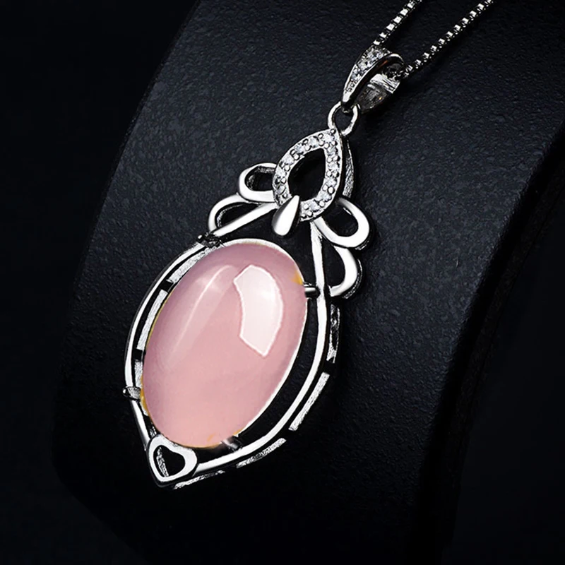 

NOT FAKE S925 Sterling Silver Rose Quartz Pedants Artisan Antique For necklace Handmade Pink