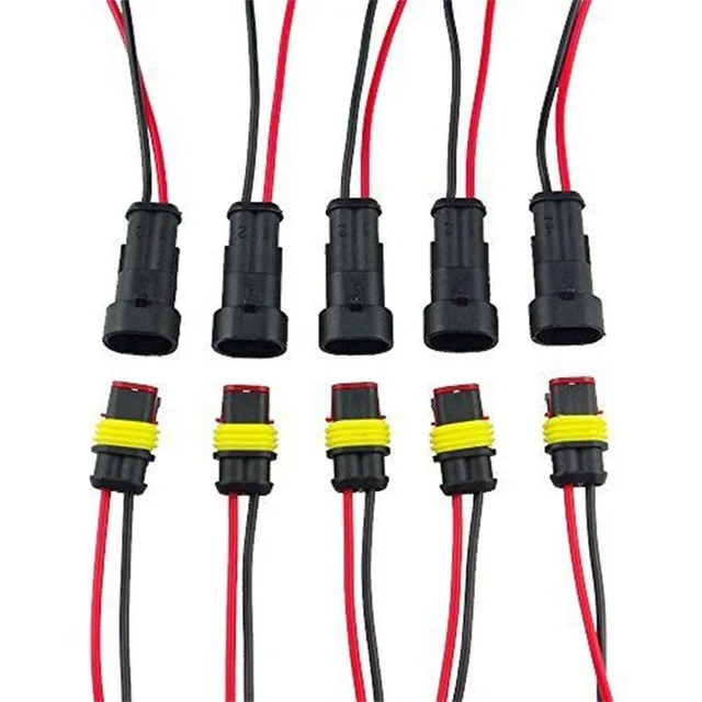 10 Set 2 Pin Way Car Waterproof Electrical Connector Plug w// Wire AWG Marine