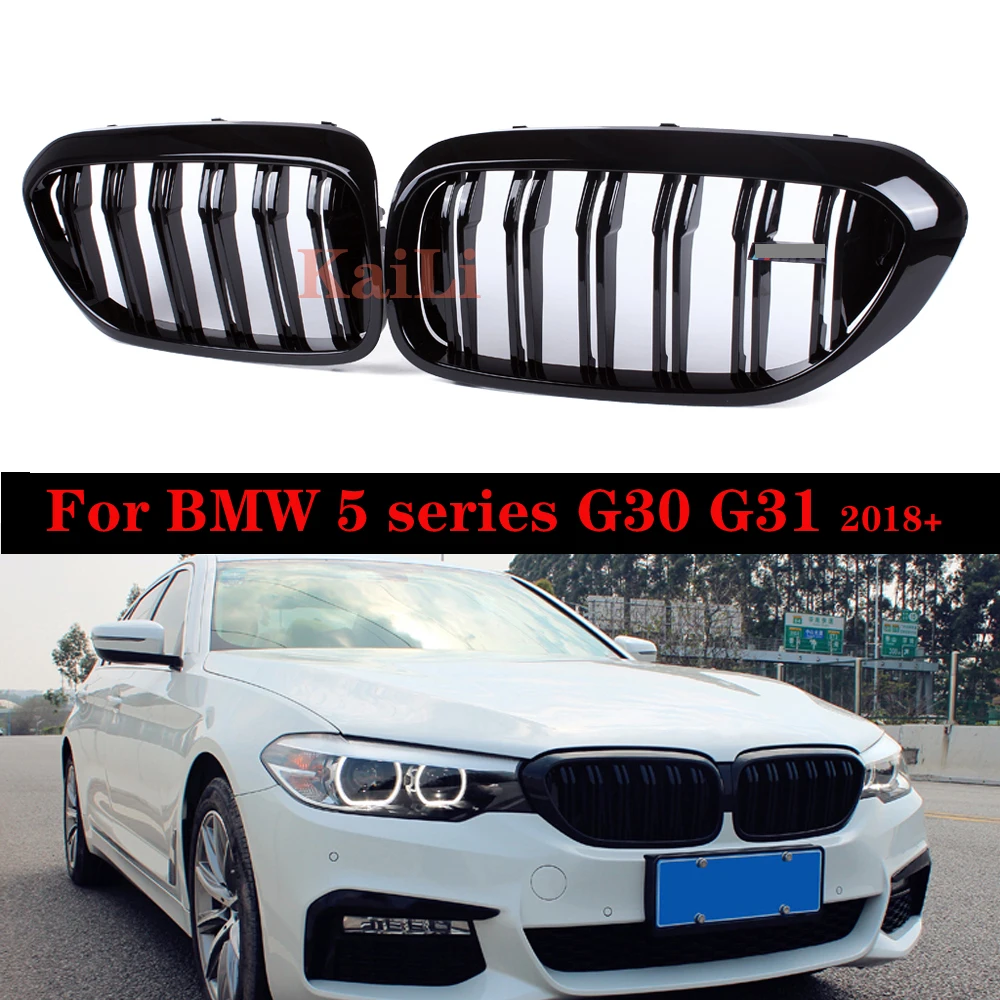 Shiny Black Front Kidney Grille Grill For BMW G30 G31 5-Series 530i 540i 2017-20 