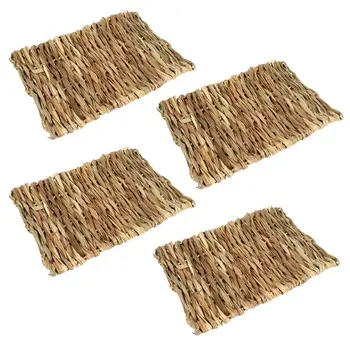 

4pcs Natural Creative Small Pets Nest Hay Net Hamster Grass Mat Straw Mat for Home