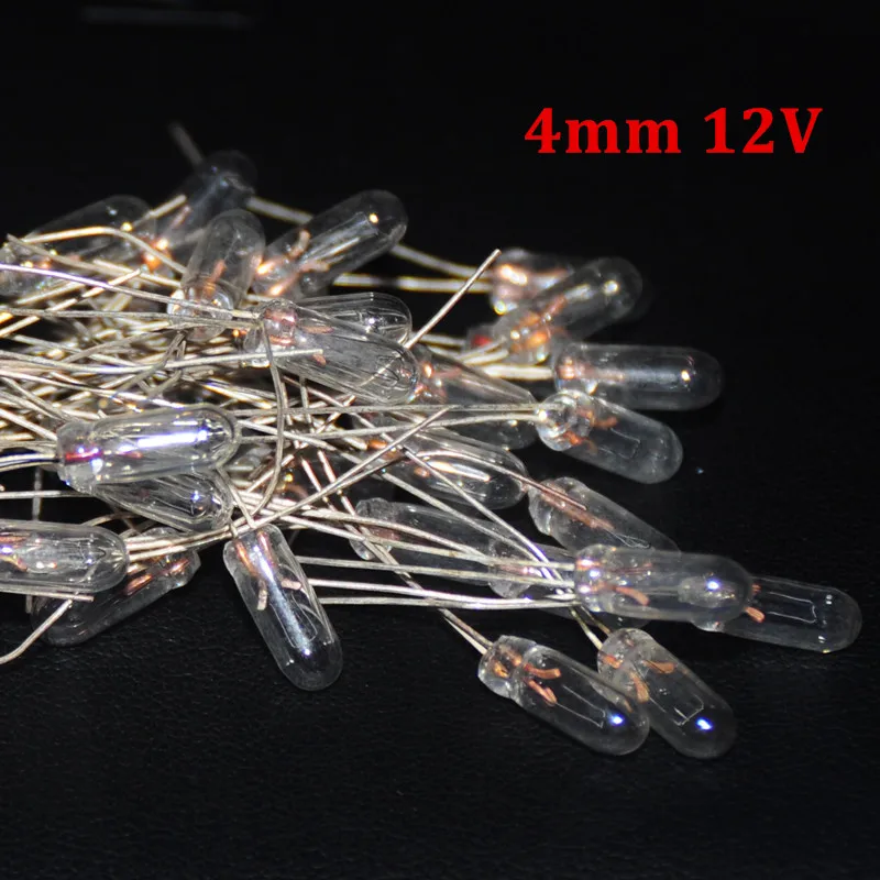 50pcs Miniature 4mm 12V Lamp Bulb Bombilla Incandescent Edison Filament ...