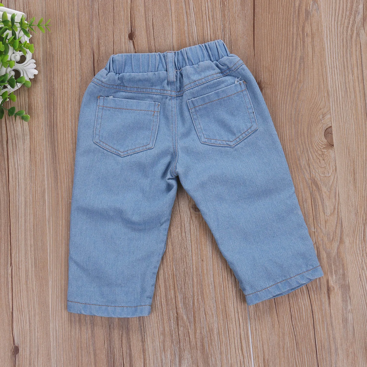 Kids Clothing Set Girls Clothing Set 3PCS Baby Girl Outfits Off Shoulder Tops Denim Fishnet Pants For 0-6Y