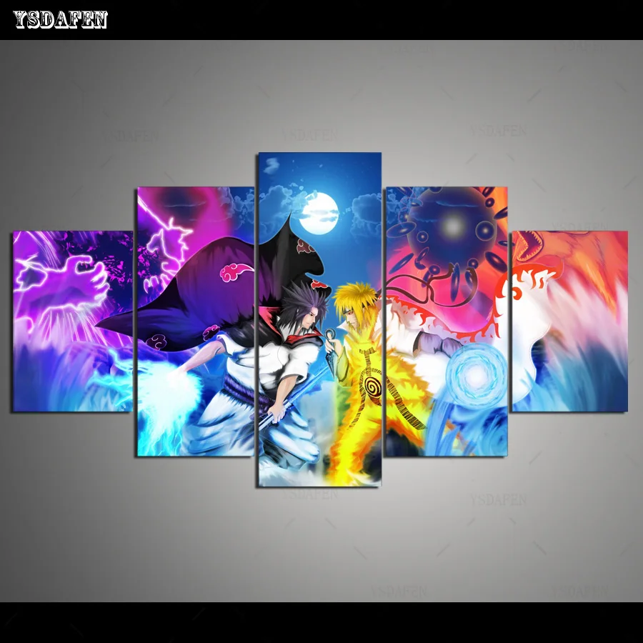 5 Panels Printed Painting Canvas Painting Animation Naruto poster