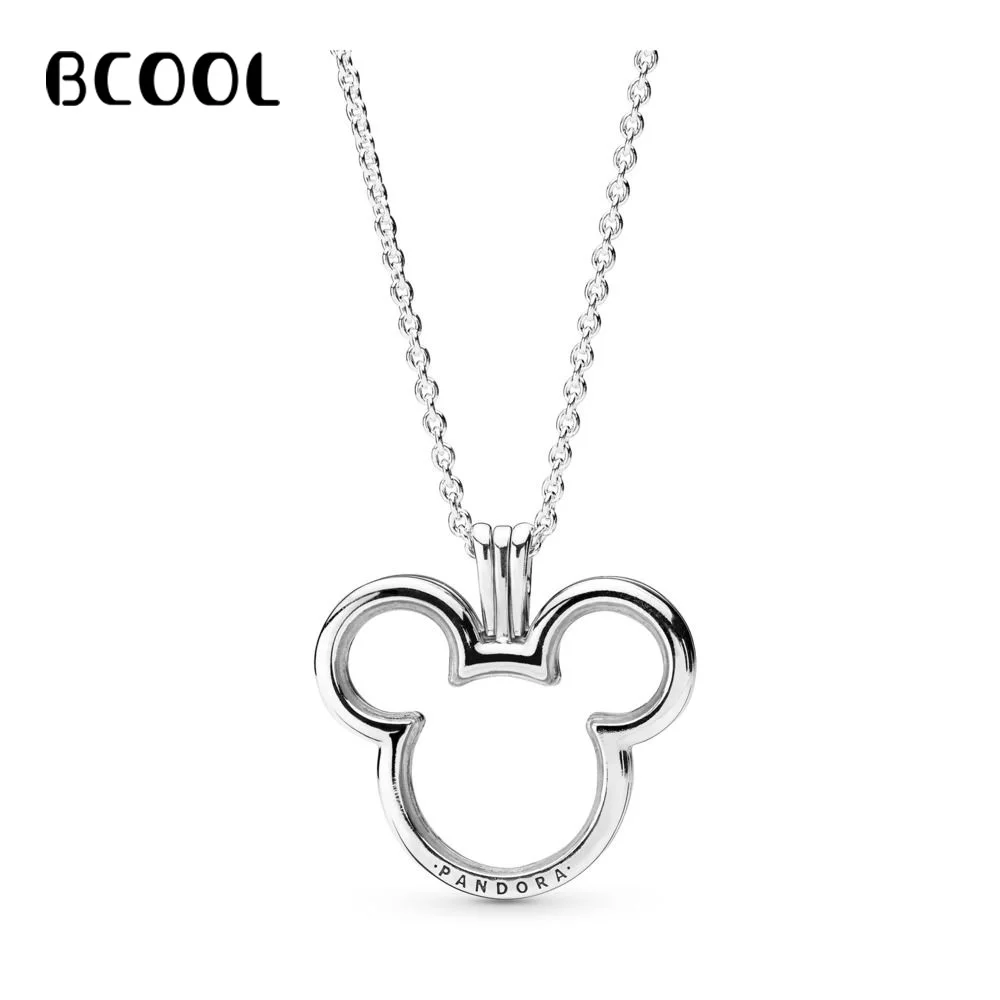 

BCOOL 925 Silver Necklace Adjustable Necklace Female Charm Jewelry Zircon Fine Mickey Necklace Gift
