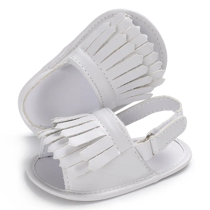 Летняя обувь с кисточками для маленьких девочек 0-1 года - Цвет: Белый