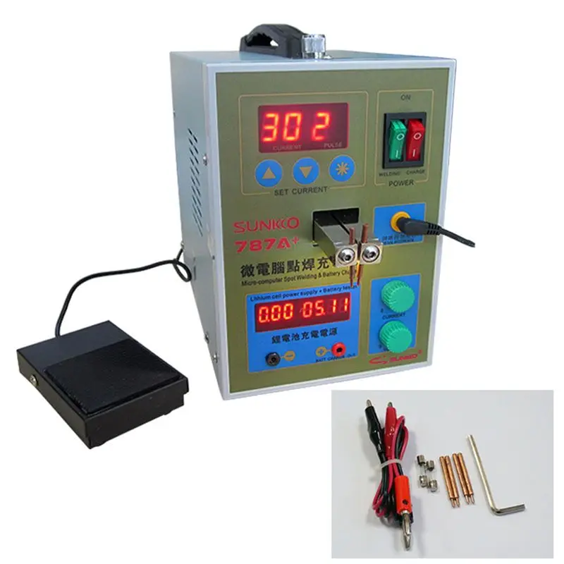 

EU220V 1.3W 787A+ LED Pulses Battery Spot Welding Machine Micro-computer 18650 Micro Welding With Nickel+Battery Clamp