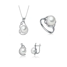 Sinya Ювелирный Набор 925 серебро жемчуг кольцо серьги подвеска драгоценные ювелирные изделия набор Платиновое Покрытие горячая Распродажа для женщин