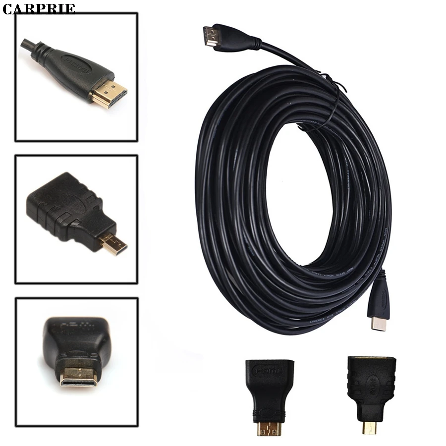 

CARPRIE 10M 3in1 HDMI to HDMI Mini Micro HDMI Adaptor Cable Kit HD for Tablet PC TV Drop Shipping