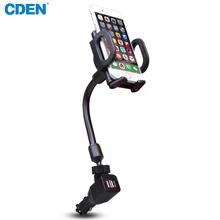 CDEN Universal Car Bracket Dual USB Charger Car Mount Holder 360 Rotable Adjustable Car Phone Holder