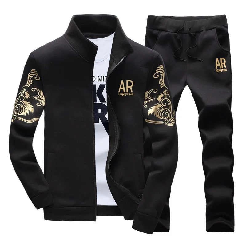 

Tracksuit For Men Sportwear Suit Fitness Brand CLothing Zipper Outwear 2PC Jacket+Pants Sets Male Tracksuit moletom masculino
