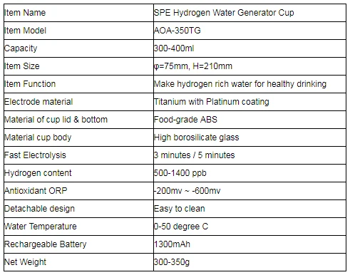 350 мл SPE/PEM водород богатый генератор бутылка с ионизатором воды со сливным отверстием Seperate H2 и O2 высокочистый водород ПЭТ бутылка