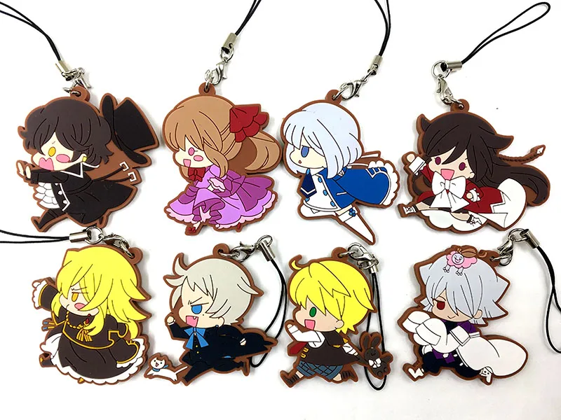 

8PCS/LOT Random sent Japanese anime figure rubber Silicone mobile phone charms/keychain