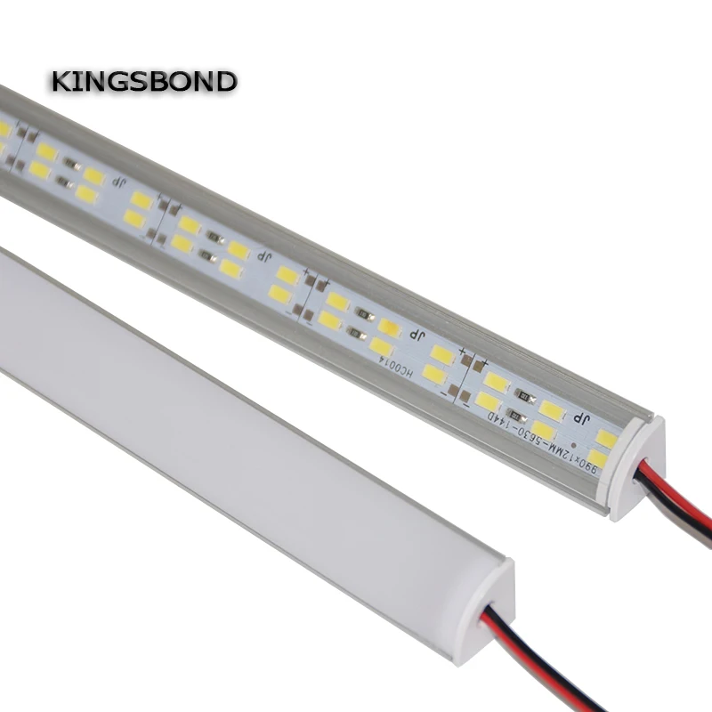 5 шт. 50 см 12 В 12 В двойной светодиодный светильник 5630 с крышкой из поликарбоната 72 светодиодный светильник жесткая полоса угловой СВЕТОДИОДНЫЙ алюминиевый профиль