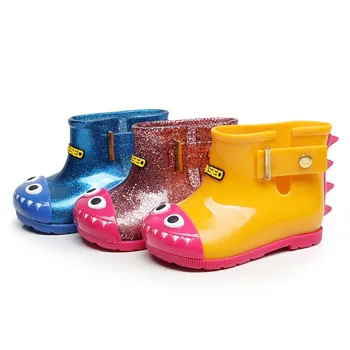 

Fashion Jelly Children Transparent Warm Rain Boots Rubber Shoes Waterproof Non-Slip Short Tube Rain Boots