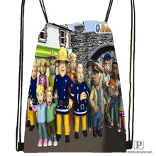 Custom Fireman Sam Drawstring Backpack Bag for Man Woman Cute Daypack Kids Satchel (Black Back) 31x40cm#180531-01-17