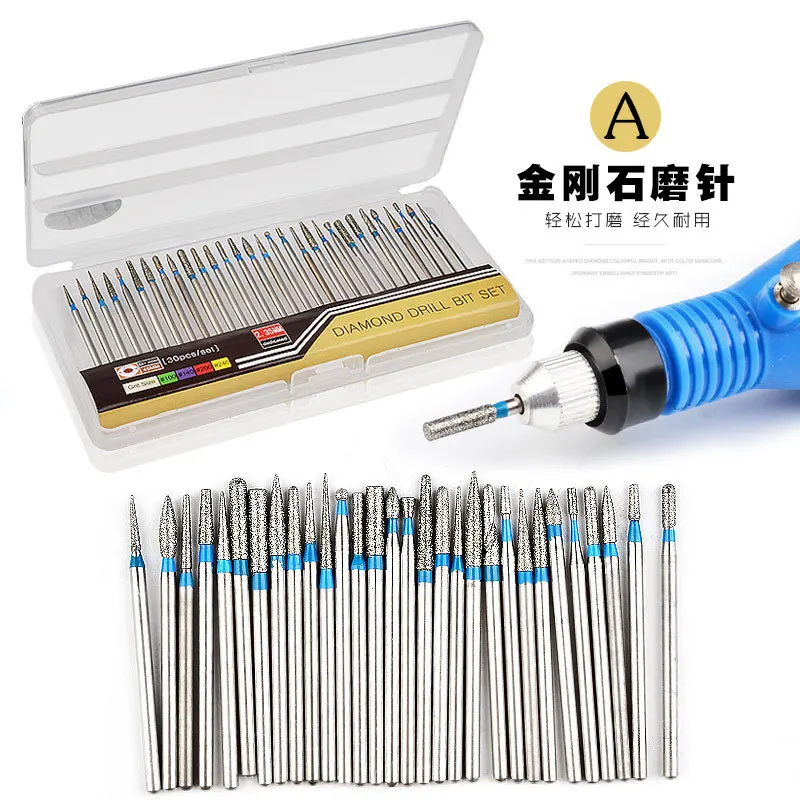 

30PCS/Set Diamond Tungsten Carbide Steel Nail Drill Bit Manicure Machine Rotary Electric Nail Files Grinding Pedicure Tools Set