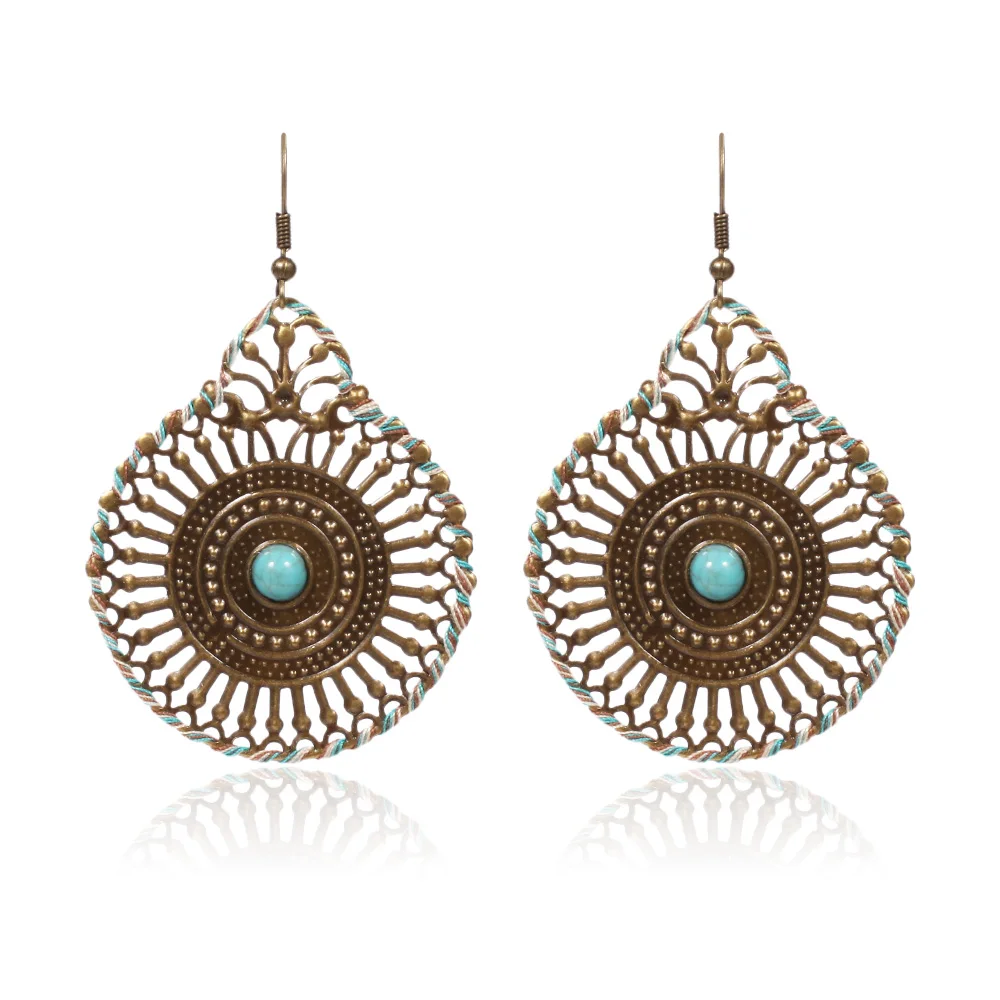 Round Earrings for Women Big Statement Dangle Earring Bohemian Fringe