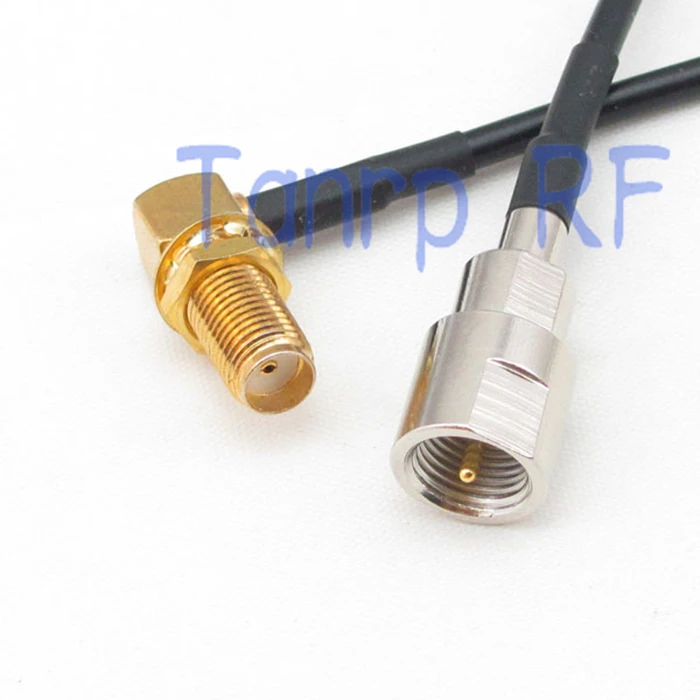 

6in FME male plug to SMA female right angle RF connector adapter 15CM Pigtail coaxial jumper cable RG174 extension cord